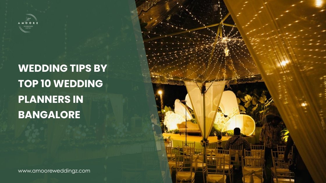 Luxurious outdoor wedding setup with fairy lights and elegant decor designed by top wedding planners in Bangalore.