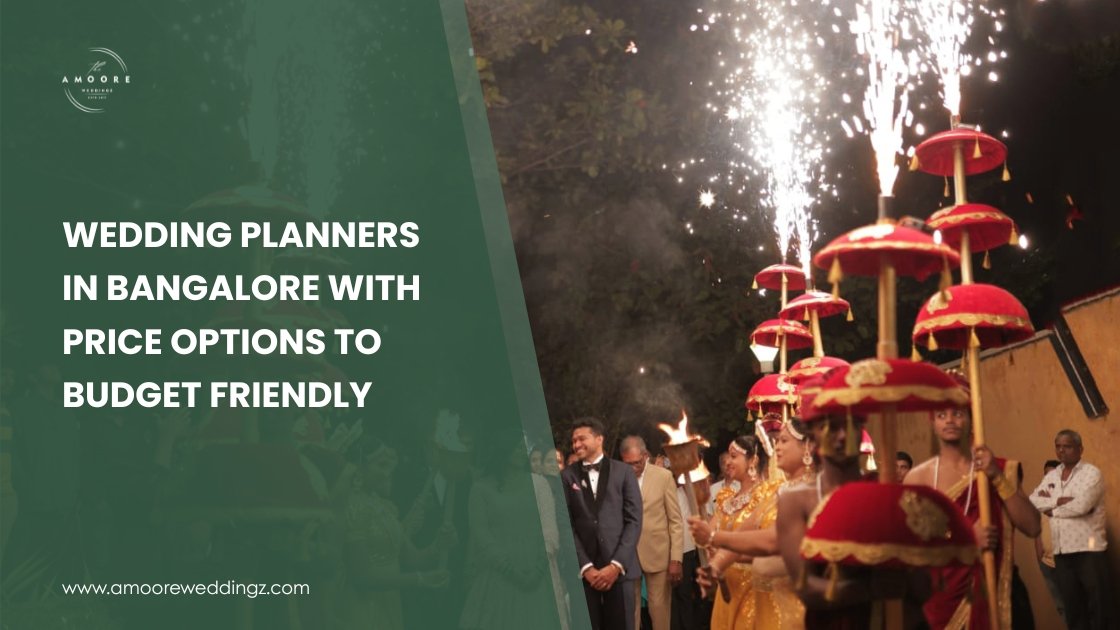 Traditional Indian wedding procession with fire torches and decorative umbrellas, coordinated by budget-friendly wedding planners in Bangalore