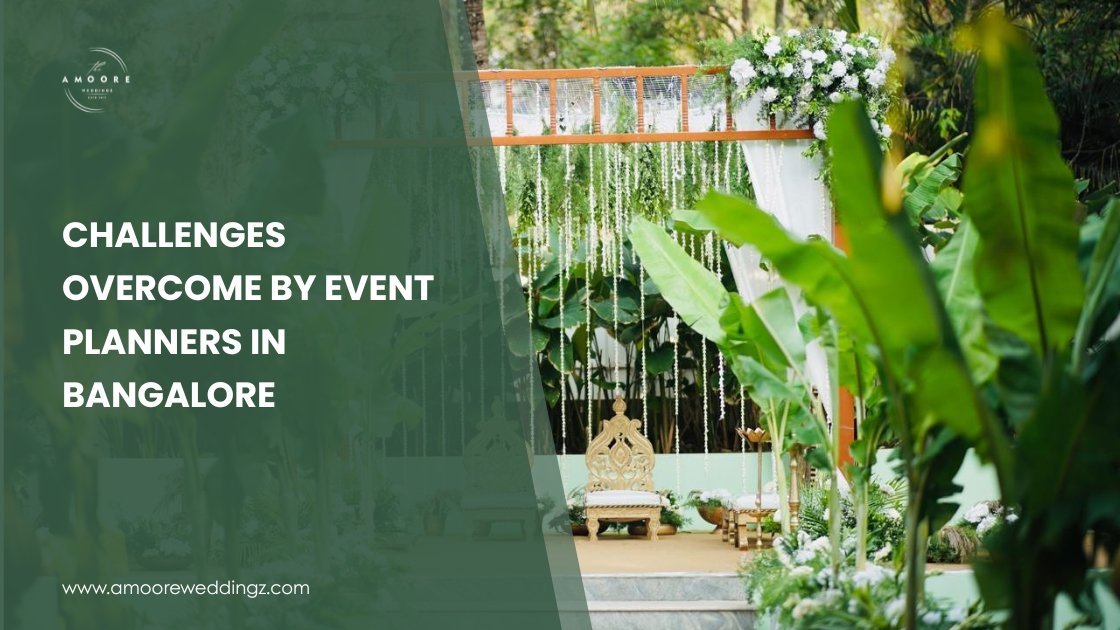 Elegant wedding stage with wooden decor and lush greenery designed by expert event planners in Bangalore